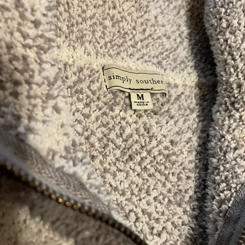 Simply Southern Tan/White/Grey Quarter Zip Pullover MEDIUM